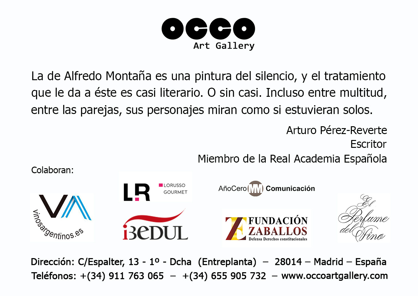 OCCO Art Gallery, exposición individual de pintura en Madrid.