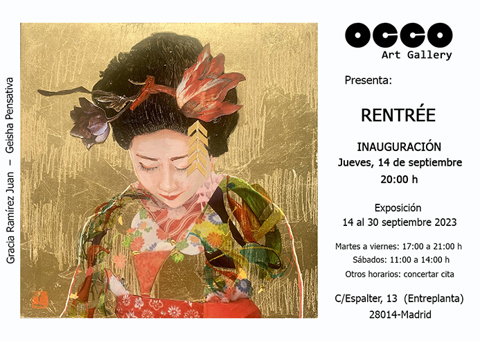 RENTRÉE, exposición de pintura, fotografía y escultura en OCCO Art Gallery, Calle Espalter, 13 - Madrid. Del 14 al 30 de septiembre de 2023.