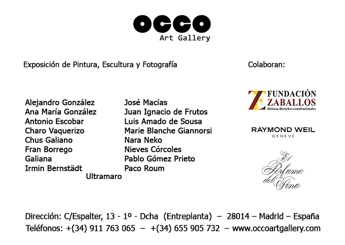 OCCO Art Gallery exposición colectiva de pintura, escultura y fotografía en Madrid