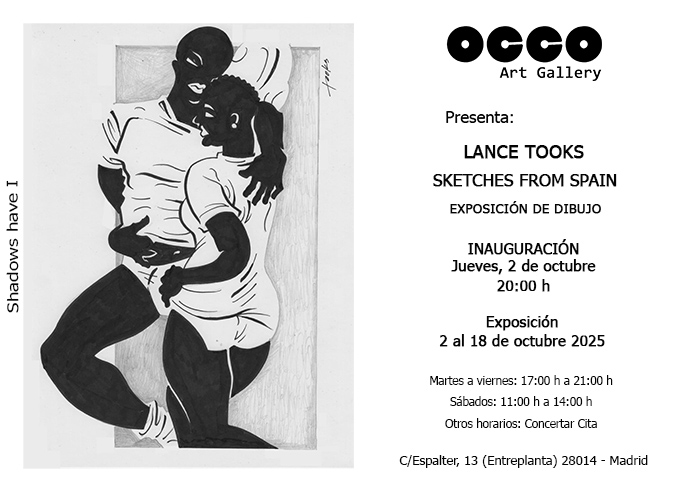 Exposición individual de dibujo de Lace Tooks, Sketches from Spain. Puedes visitarla desde el 2 al 18 octubre 2025 en OCCO Art Gallery, Madrid.