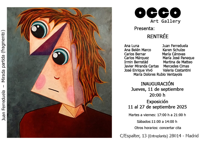 RENTRÉE, exposición de pintura, arte digital, dibujo y escultura. Puedes visitarla desde el 11 al 27 de septiembre de 2025 en OCCO Art Gallery.
